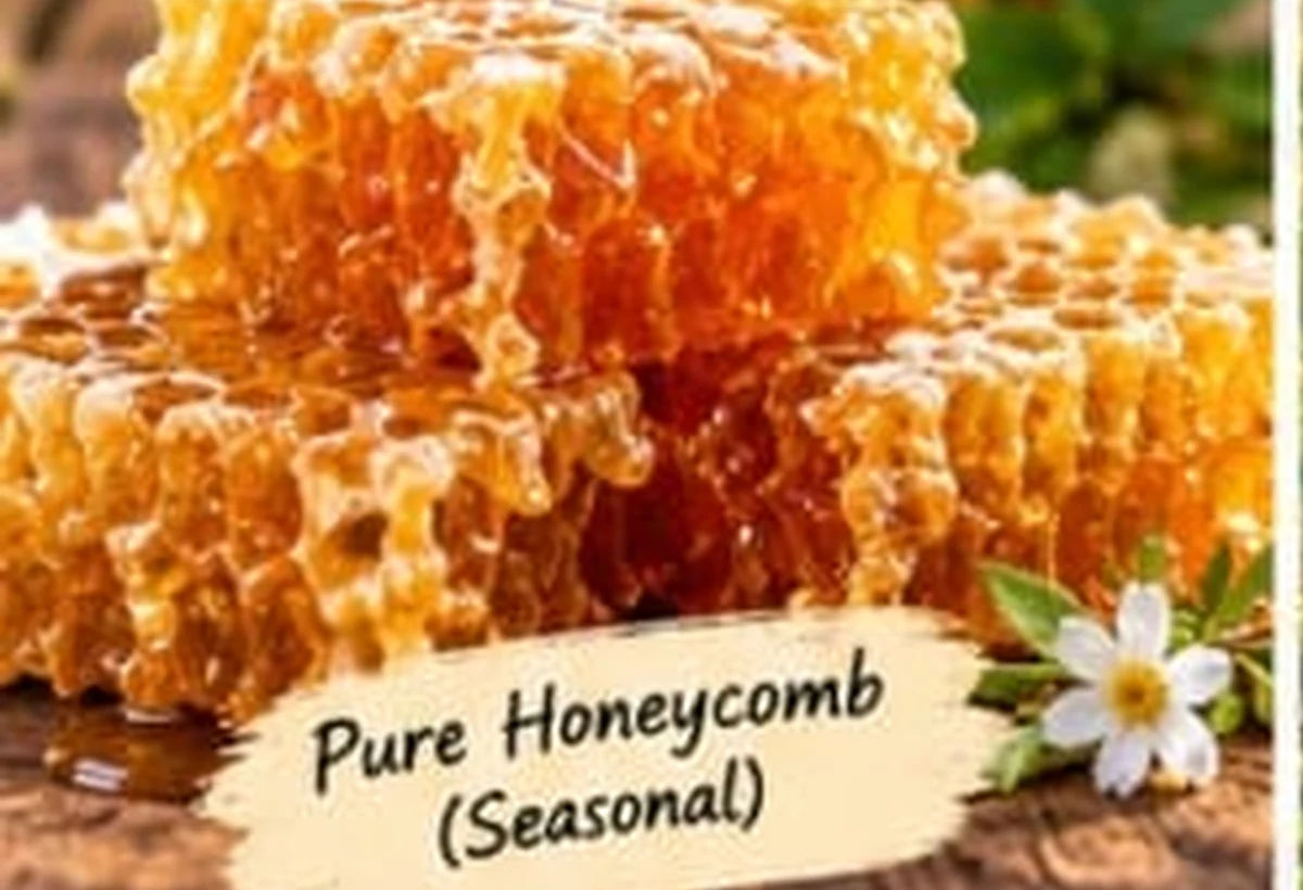 Fresh honeycomb from the wildflower harvest